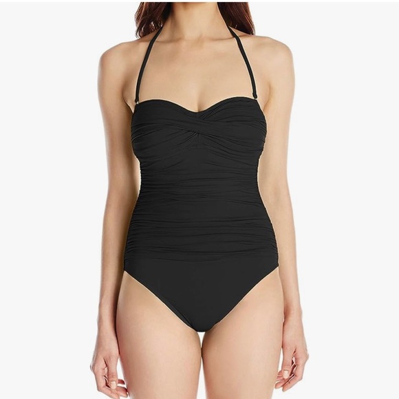 La Blanca Island Goddess Bandeau One-Piece Ruched Swim Suit Size 14 coStrapless - Picture 14 of 14